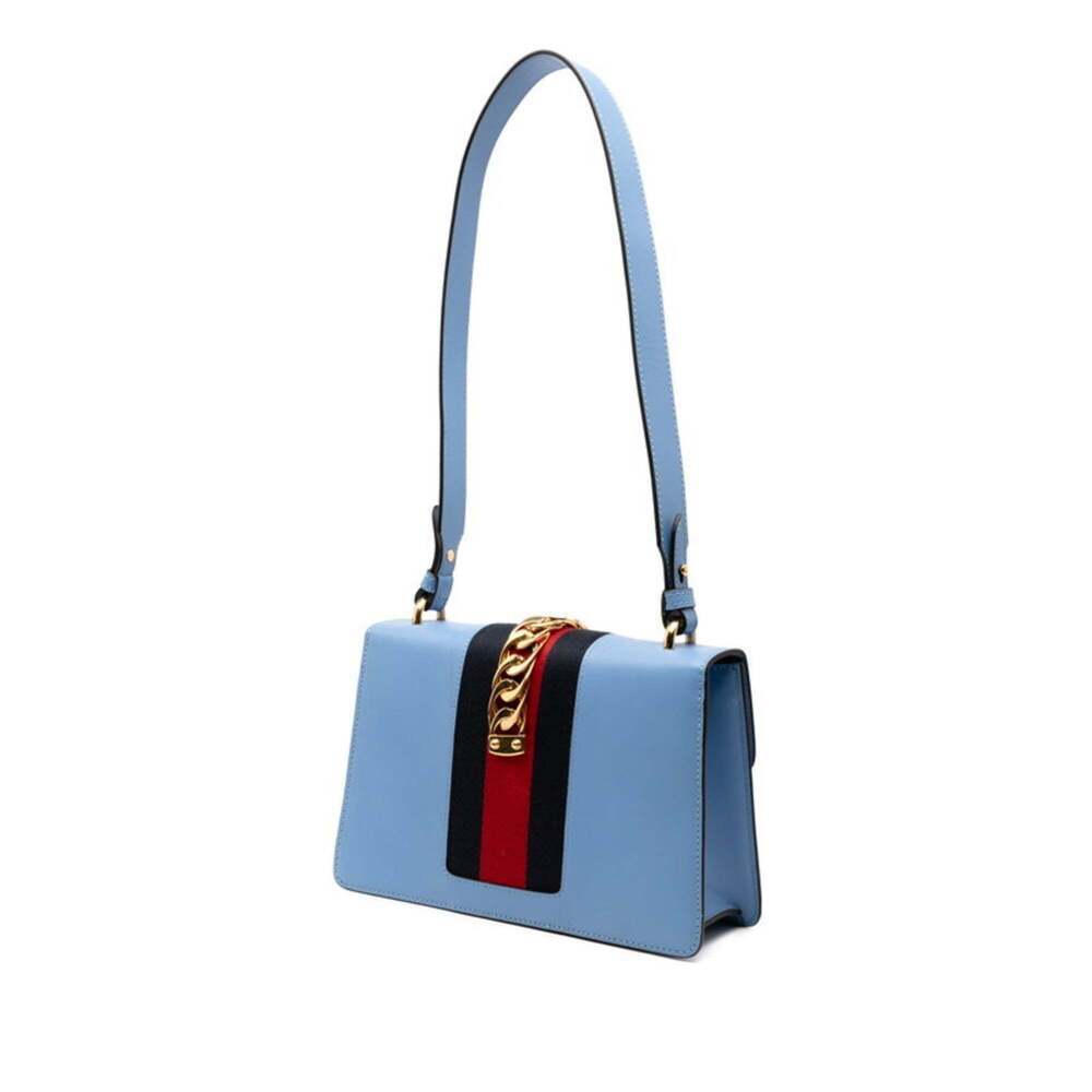 GUCCI Blue Leather Sylvie Shoulder Bag - Picture 2 of 6